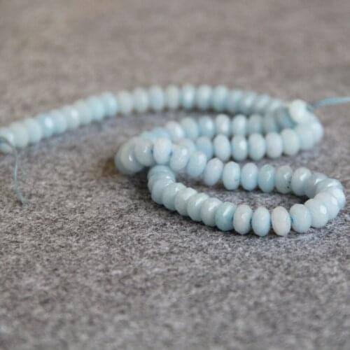 Min Order1)6*8mm New Faceted blue beads chalcedony beads Round DIY Beads stones 15" Jewelry making design wholesale