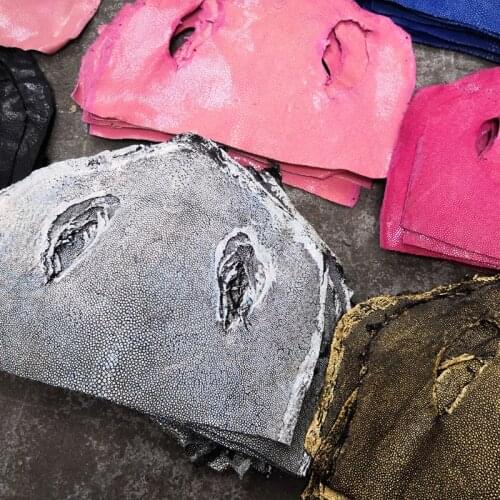 Multicolor Thai polished pearl fish skin leather For mobile phone shell card strap inlaid handmade devil fish leather