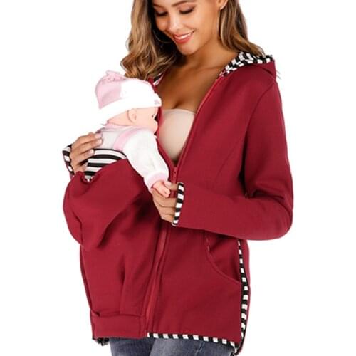 Fashion Baby Carrier Jacket Kangaroo Warm Maternity Outerwear Coat For Pregnant Womens Clothes Baby Carrier Wearing Hoodies