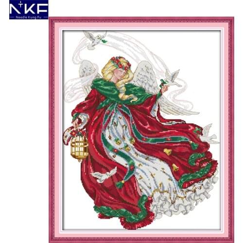 GG The flying pigeon angel figure style handcraft needlepoint kits counted stamped Christmas cross stitch kits for beginners