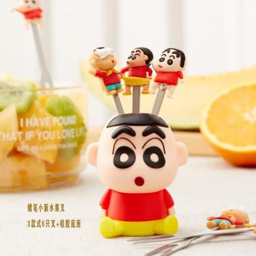 6PCS Japan Cartoon Image Fruit Dessert Fork Set Mini Children Snack Cake Dessert Pick For Kids Toothpick Lunches Party Decor