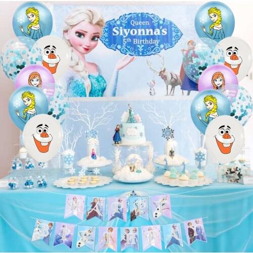 Frozen 2 Theme Birthday Party Decoration Latex Balloon Banners Cake Topper For Baby Shower Suppies Girls favorite Gift Globos