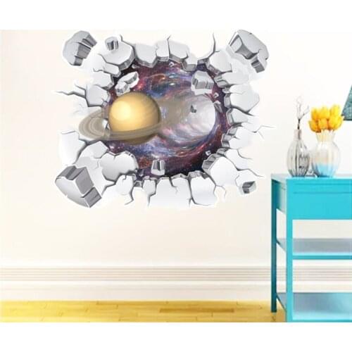 3D outer space planets wall black Wall Sticker for kids baby rooms home decoration Mural Decals bedroom stickers wallpaper