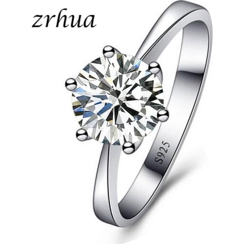 ZRHUA Wedding Rings Jewelry 925 Sterling Silver CZ Ring for Women Men Cubic Zirconia Rings Accessories Factory Price Trendy Anel