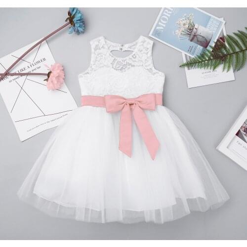 Iiniim Baby Girls Clothing Bowknot Lace Newborns Princess Dress Vestido de festa Baptism Birthday Party Clothes Baby Girl Dress