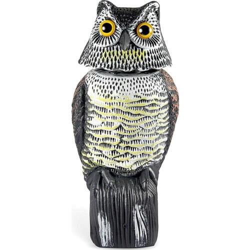 Owl Decoy Simulation Owl Garden Repeller Wind Blowing Head 360 Degree Rotation Brown Animal Ornaments