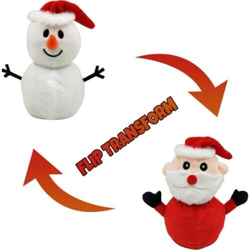 Reversible Flip Santa Stuffed Plush Doll Soft Simulation Plush Toy Christmas Plush Doll Filled Plush Child Santa Toy