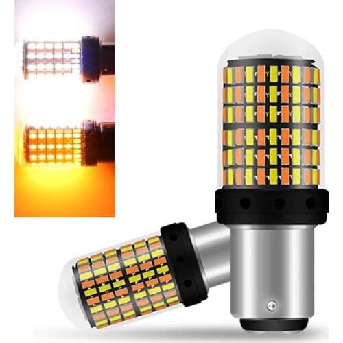 1PCS BAY15D led brake light 1157 7443 3157 led bulb 168smd canbus lamp white yellow T20 T25 signal light dual color 12V