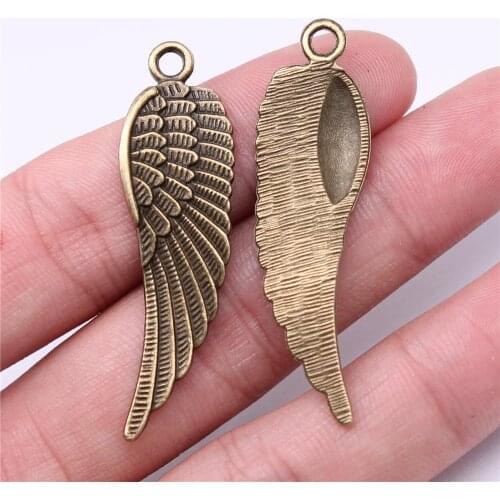 WYSIWYG 5pcs Charms 50x14mm Wing Charms For Jewelry Making DIY Jewelry Findings Antique Bronze Color Alloy Charms Pendant