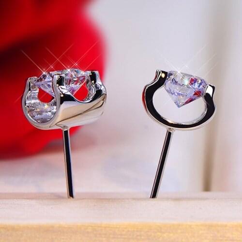Moissanite Earrings Pure 18K White Gold 5mm Total 1ct DF Color Engagement wedding Classic 4 claws earrings for woman