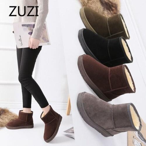 ZUZI 2020 Womens Snow Boots Flock plush Women Top High Quality Australia Boots Winter Boots for Women Warm Botas Mujer