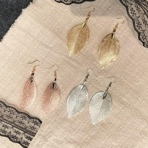 2019 Fashion Bohemian Long Earrings Unique Natural Real Leaf Big Earrings For Women Jewelry Gift oorbellen pendientes mujer mod