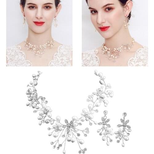 Bridal Women Bohemian Necklace Earrings Flower Shape Fashion Party Jewellery