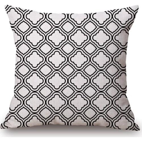1 piece Fashion Black White European Pattern Seat hug pillow cover Decorative Home Chair Throw Pillow Case Cotton Linen 45x45cm