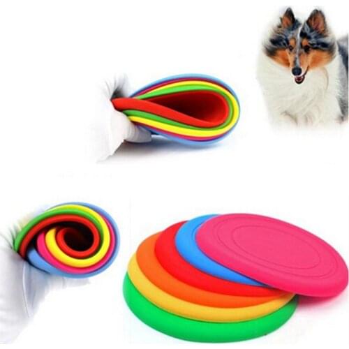Pet Dog 1PC Home Garden Pet Dog Cat Play Treat Training Tool Soft Non-toxic Silicone Tooth Resistant Flying Saucer Pet Toy