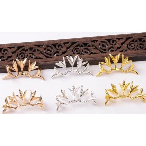 10 PCS 23x45mm Metal Alloy Flowers KC Gold Silver Plated Branch Flower DIY Handmade Hair Accessories For Jewelry Making