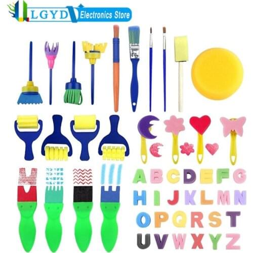 48 In 1 Drawing Early Education Art DIY Graffiti Tool for Children, Kids, Student Paintbrush Broom Letter Sponge