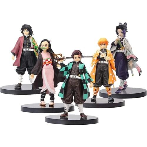 6pcs/set Demon Slayer Kimetsu No Yaiba Nezuko Kyoujurou Tanjirou Inosuke Shinobu Zenitsu Action Figure Anime Figurine Toys