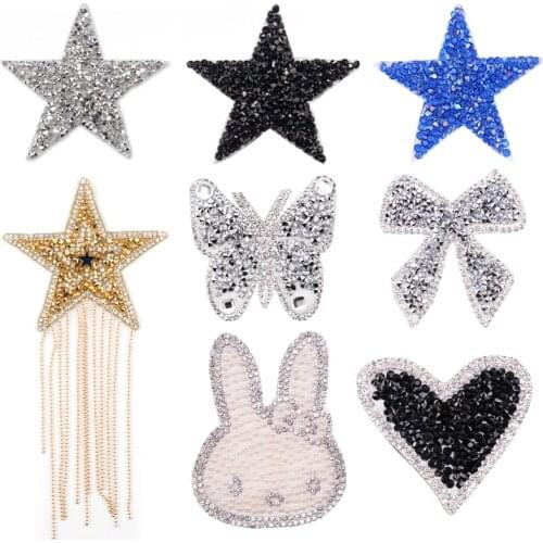 DIY Hotfix Star Rhinestone Pearl Patch Iron On Applique For Clothing Decorations Sewing On Patch For Clothes Bag Pant Shoes
