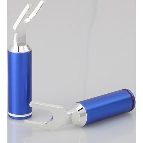 Audiocrast Silver Plated Speaker Cable Spade Plug HIFI Spade Connector for Speaker Wire DIY