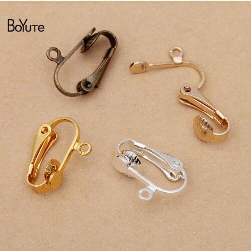 BoYuTe (50 Pieces/Lot) 11*16.5MM Metal Brass No Pierced Ear Clip with Loop Diy Hand Made Earring Jewelry Accessories