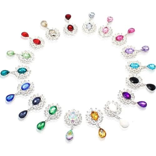 10Pcs 45*24MM Alloy Rhinestone Brooch Pandant Buttons Jewelry for Clothing Wedding Handmade Sewing Diy Decorative Accessories