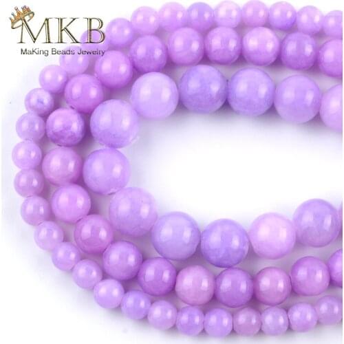 Wholesale Natural Purple Jades Stone Loose Beads For Jewelry Making 4mm-12mm Spacer Beads DIY Bracelet Necklace Jewellery 15"