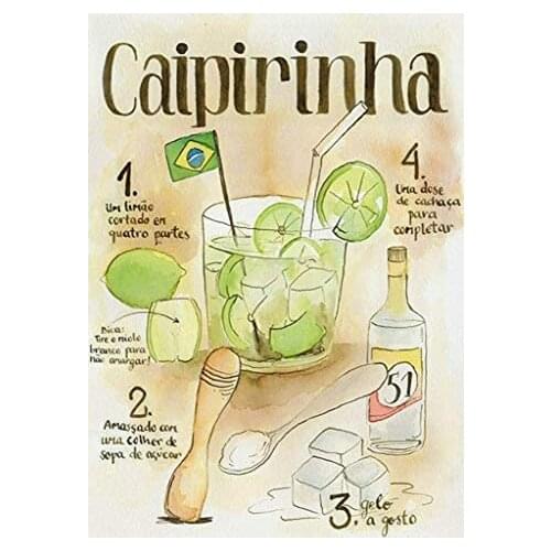 CaïPirinha Cocktail Recipe Metal Tin Sign 8x12 inch Retro Home Kitchen Cafe Office Wall Decor