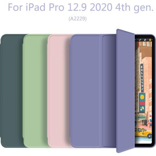 For iPad Pro 12.9 inch 2020 case With Pencil Holder Smart cover Tri-fold Soft Back For iPad Pro12.9 4th Generation model A2229