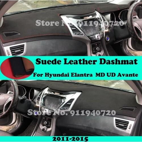 For Hyundai Elantra MD UD Avante 2011-2015 Suede Leather Dashmat Dashboard Cover Pad Dash Mat Carpet Car-Styling Accessories
