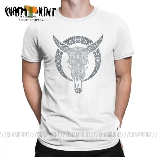 Jotunheimr Vikings T Shirts for Men Valhalla Odin Black Clothes Short Sleeve Vintage T-Shirt Crew Neck Cotton Tees Plus Size