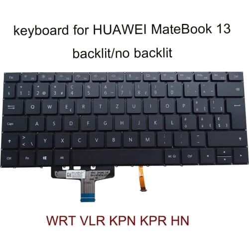 Notebook backlight keyboard laptops for HUAWEI MateBook 13 WRT-W19 W19B W29 KPR-W29 W19 KPL-W09 VLT-W50 W60 Swiss keyboards New