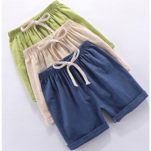 Summer Boys Cotton and linen Short Pants Girls Casual Shorts Kids baby boys clothes shorts medium and small childrens Short 2