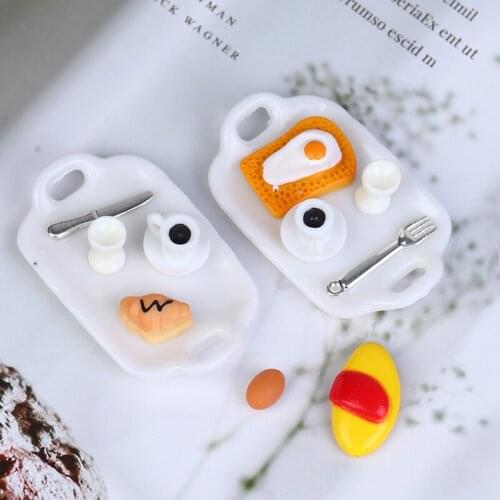 1/12 1/6 Dollhouse Miniature Breakfast Plate Egg Bread Dolls House Accessories