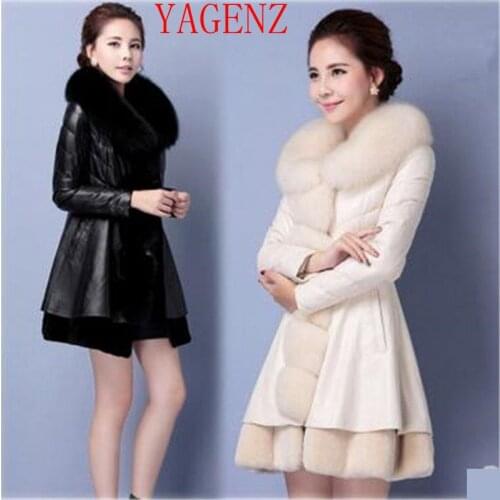 YAGENZ Fashion style Fur coat Women winter clothing New imitation The fox led Leather coat Large size leather high-grade KG262