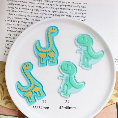 New arrived 30pcs/lot cute pattern print cartoon dinosaur shape acrylic beads diy jewelry garment/keychain pendant accessory