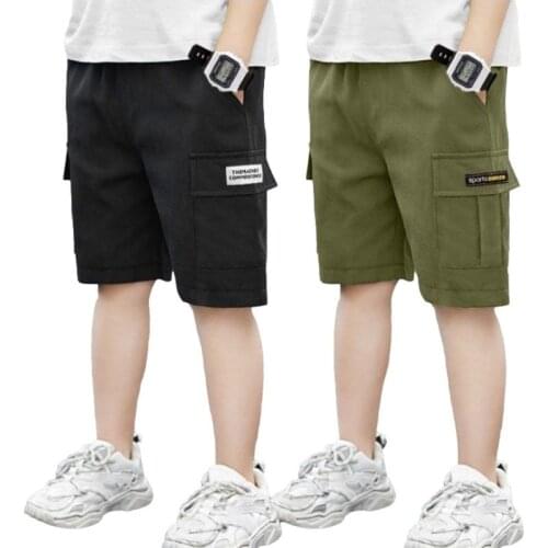Teenage Boys Shorts Cotton Thin Kids Cargo Pants With Pockets 5 6 7 8 9 10 11 12 13 14 Years Boy Summer Trousers Children Clothe