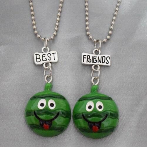 Simulation Watermelon Fruit Pendant bff Necklace Children Best Friends 2 Boys Girls Friendship Jewelry Summer Gift