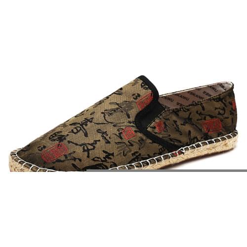 Casual Slip-On Round Toe Spring Autumn Totem Hemp Flats Men Shoes New Fashion Canvas Cotton Fabric Rubber Fisherman Mixed Colors