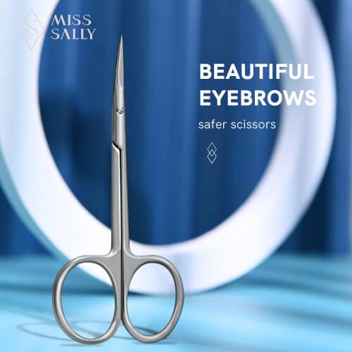 Miss Sally Professional Eyebrow Scissors Stainless Steel Curved Blade Manicure Pedicure Beauty Cuticle Scissors for Nail