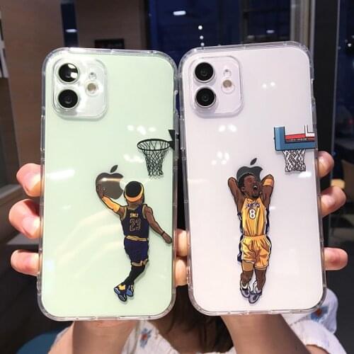 Funny Cartoon Basketball Slam Dunk Clear Phone Case For iPhone 12 Pro Max 11 XS X XR 7 8 Plus Mini Boy Transparent Soft Cover
