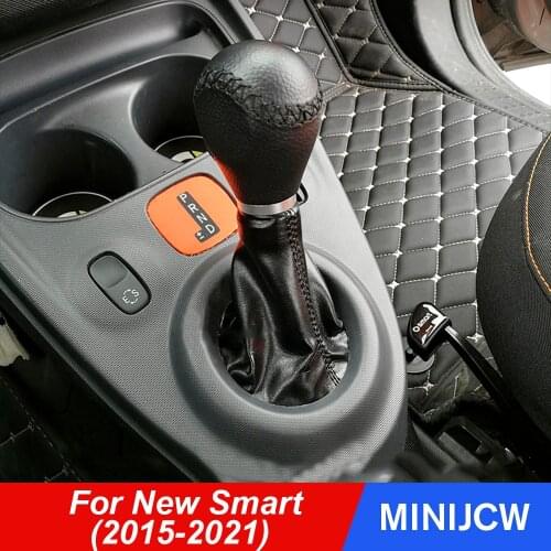 Car Gear Hand Brake Dust Cover Parking Brake PU Leather Protector Interior Decor For New Smart 453 fortwo forfour Accessories