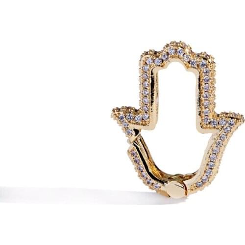 Luxury Zircon Hamsa Hand of Fatima Beads Pendant Classic Gold Color Copper Palm Necklaces Accessories Turkish Jewelry