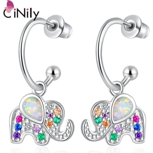 CiNily White Gold Plated for Girls Exquisite elephant drop earrings for girls Jewelry