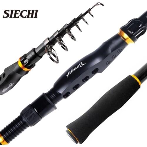 SIECHI 1.8M 2.1M 2.4M 2.7M 3.0M Portable Telescopic Fishing Rod Glass Fiber Fishing Pole Travel Sea Fishing Spinning Rods