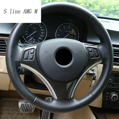 Car Styling Carbon fiber Steering Wheel buttons Gear Shift Handle Covers Stickers for BMW 3 series E90 lnterior Auto Accessories