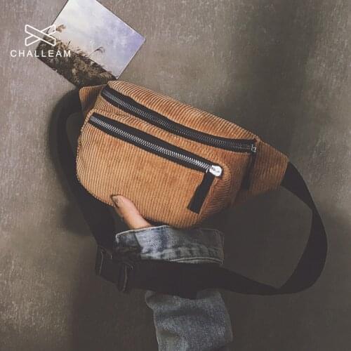Women Corduroy Waist Bag Ladies Designer Canvas Fanny Pack Fashion Brown Money Phone Chest Banana Bag Female Bum Belt Bags 118