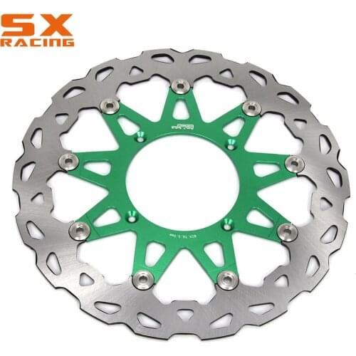 Motorcycle 320MM CNC Green Front Floating Brake Disc Rotor For KAWASAKI KX125 KX250 2006-2008 KX250F KX450F 06-15 KLX450R 07-15