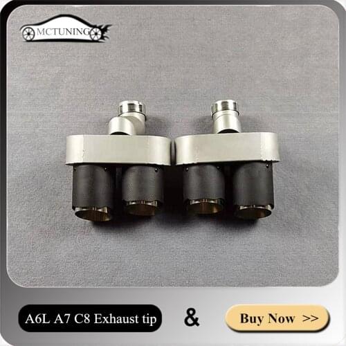 1 Pair For Akrapovic Exhaust pipe Car tailpipe For A6L A7 C8 2019 2020 2021 Matte Carbon Fiber+Stainless Steel Muffler tip