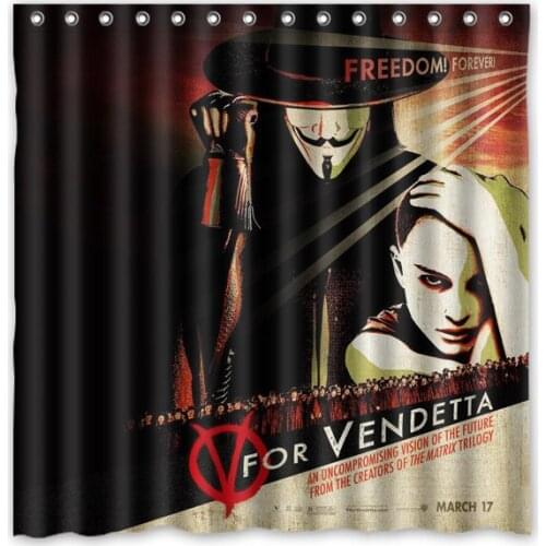 180x180cm V for Vendetta Bathroom Waterproof Polyester Shower Curtain Mouldproof Fabric Bath Curtain Bathroom Accessory